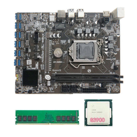 B250c Btc Miner Motherboard with G3900 Cpu+ddr4 4gb 2666mhz Ram