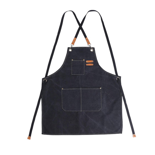 Canvas Kitchen Apron for Men Women Cooking Apron 3 Pockets(black)