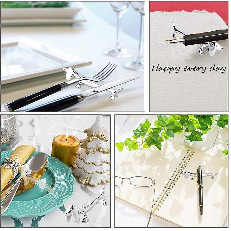 6 Pcs Chopsticks Rest Little Dog Zinc Alloy Fork Spoon Tableware Tool
