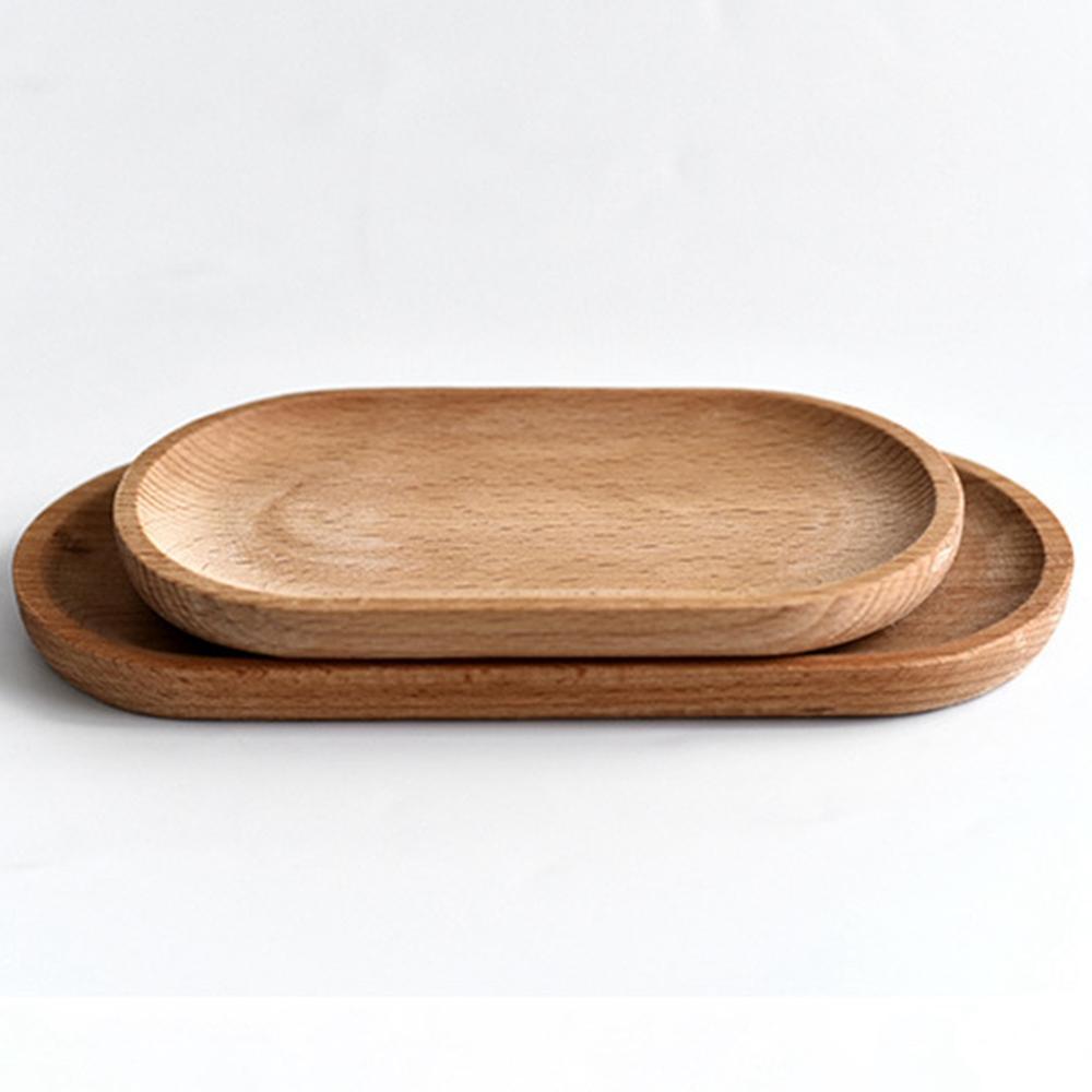 Mini Serving Tray for Jewellery Key Coin Set Of 2, Wood Dessert Tray