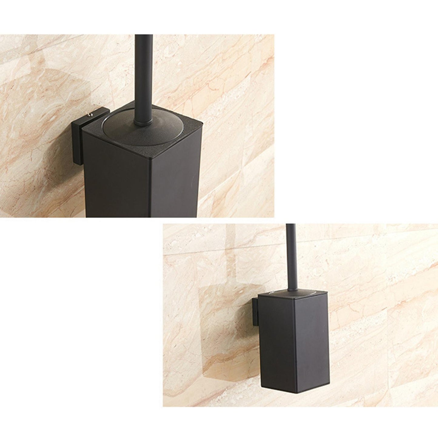 2x Stainless Steel Toilet Brush Black Bathroom Cleaning Brush Holder
