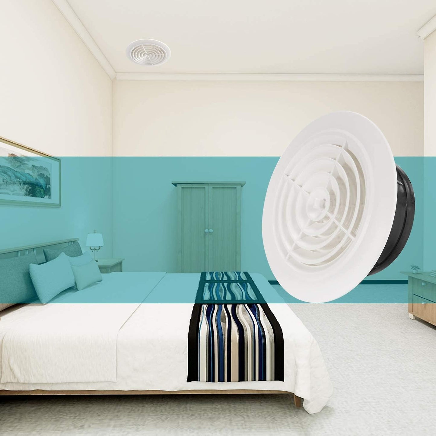 116mm Round Air Vent Abs Louver White Grille Cover for Bathroom
