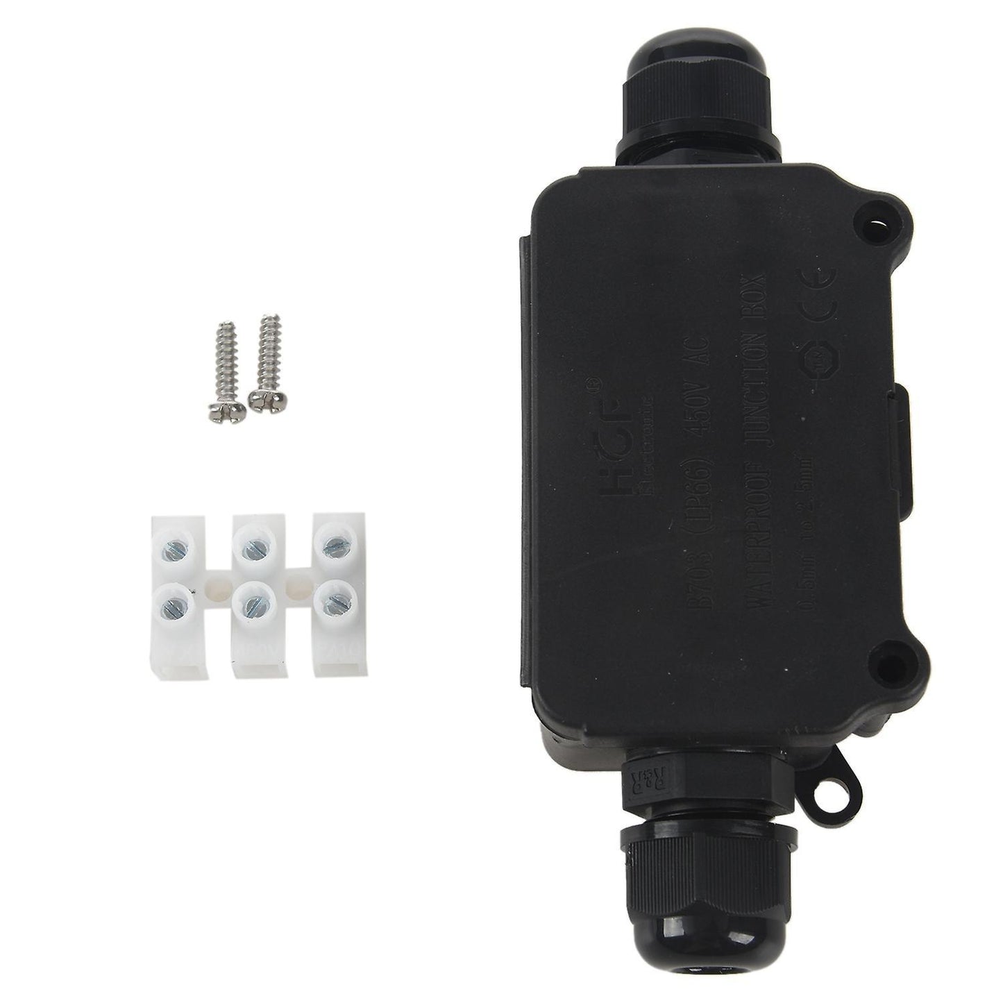 Ip66 2 Cable Black Plastic Connector Gland Electrical Junction Box