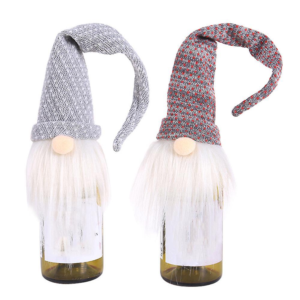 2pcs Cartoon White Beard Santa Swedish Gnome Christmas Wine