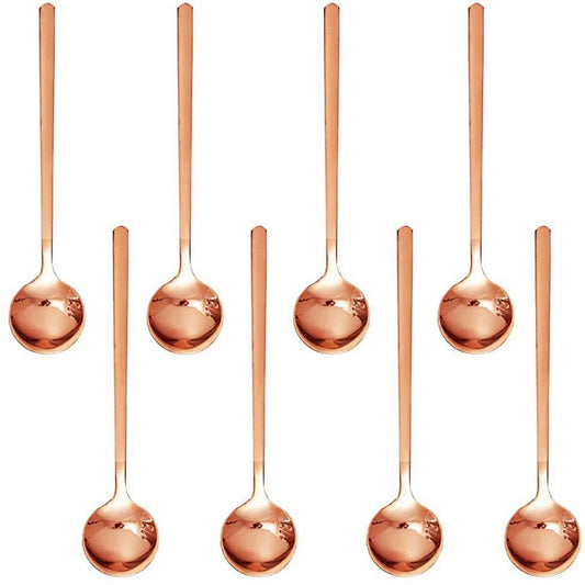 8pcs Rose Gold Plated Stainless Steel Espresso Spoons, Mini Teaspoons