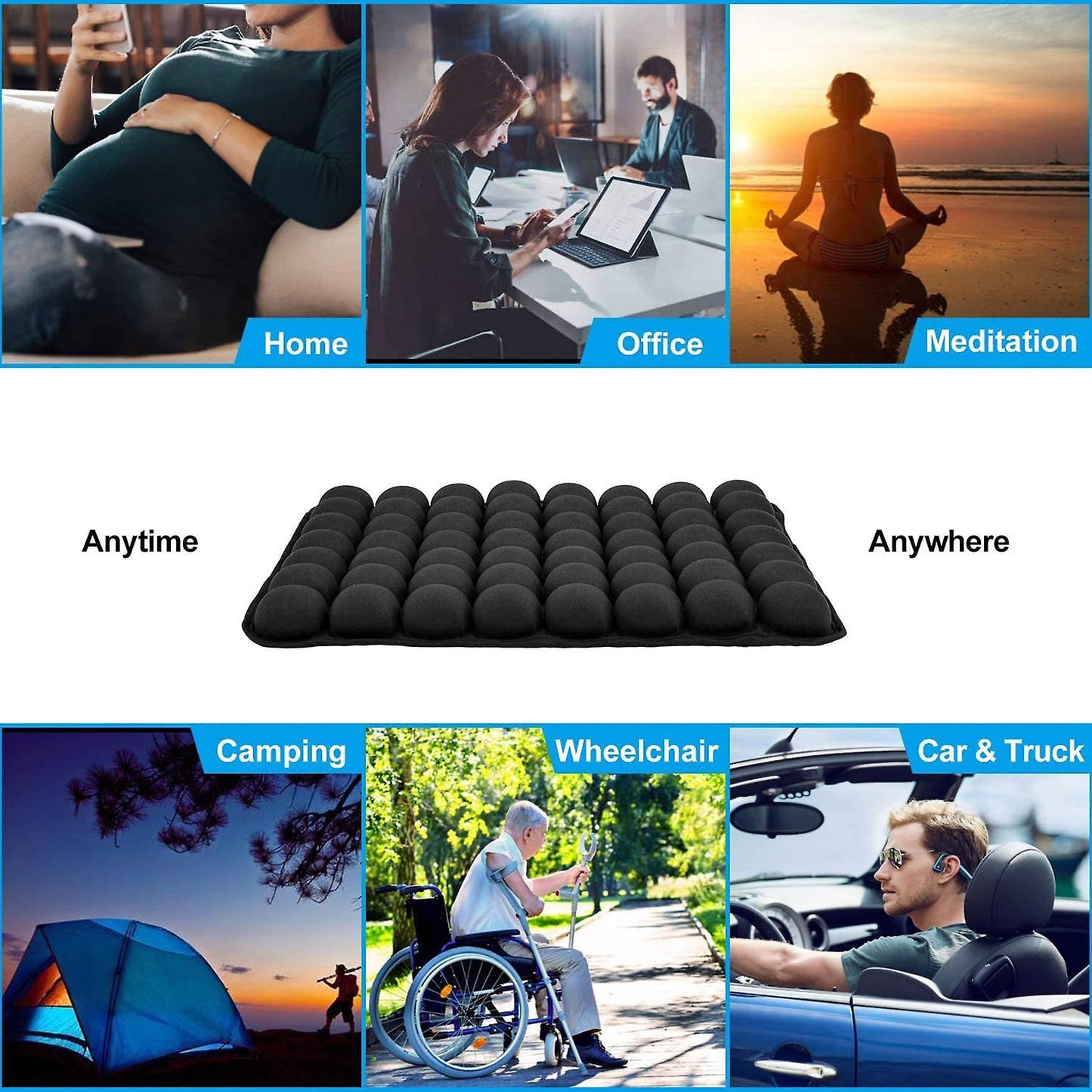 4x Air Inflatable Car Seat Back Cushion Pressure for Wheelchair Mat