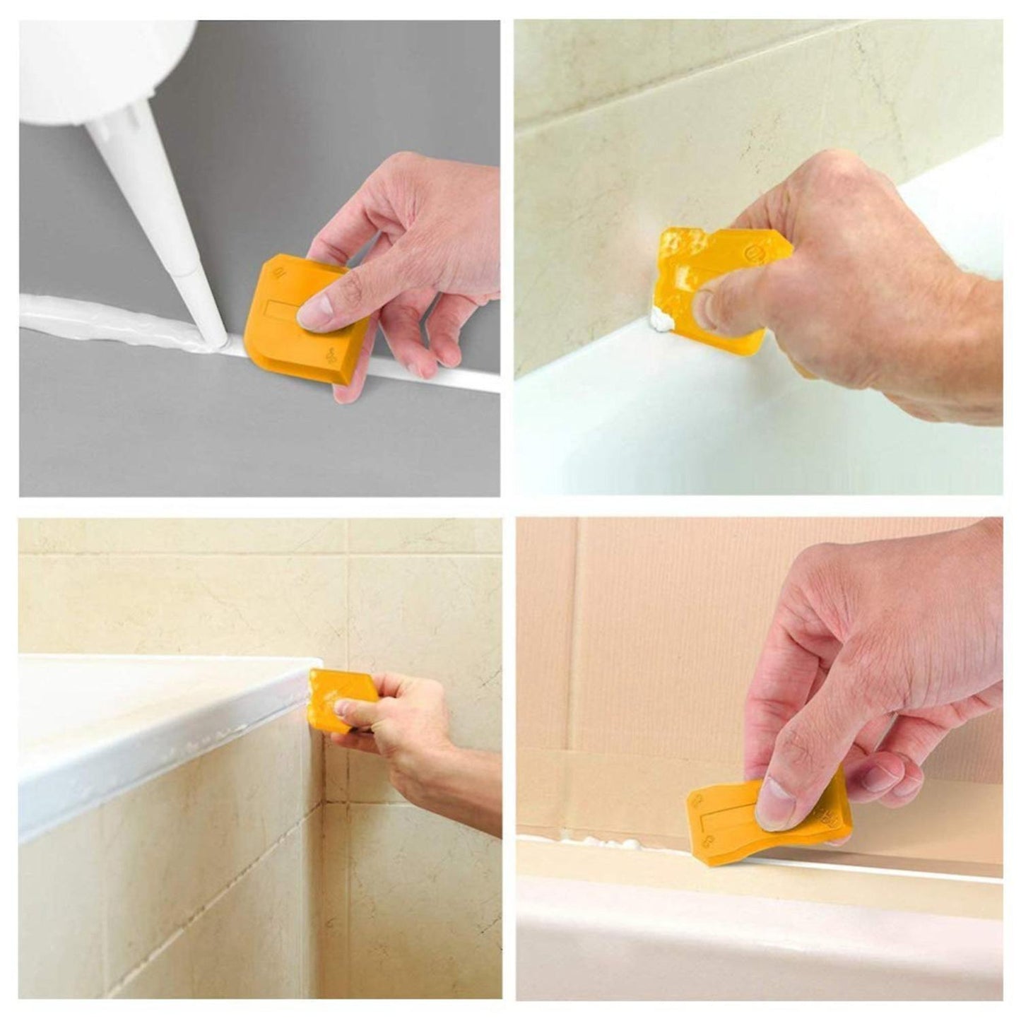 17 Pieces Caulking Tool Kit Silicone Sealant Finishing Tool(yellow)