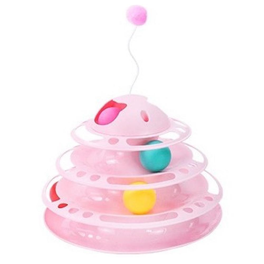 Cat Toy with Bell Rolling Ball, Cat Tower Toy Pink