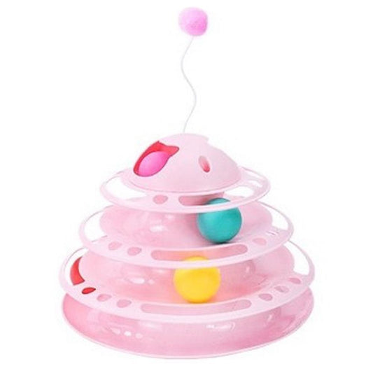 Cat Toy with Bell Rolling Ball, Cat Tower Toy Pink