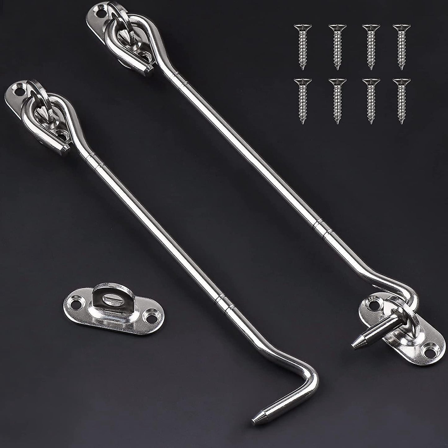 2 Pcs Cabin Hook (8 Inch) with Screws - for Shutter Shed Window