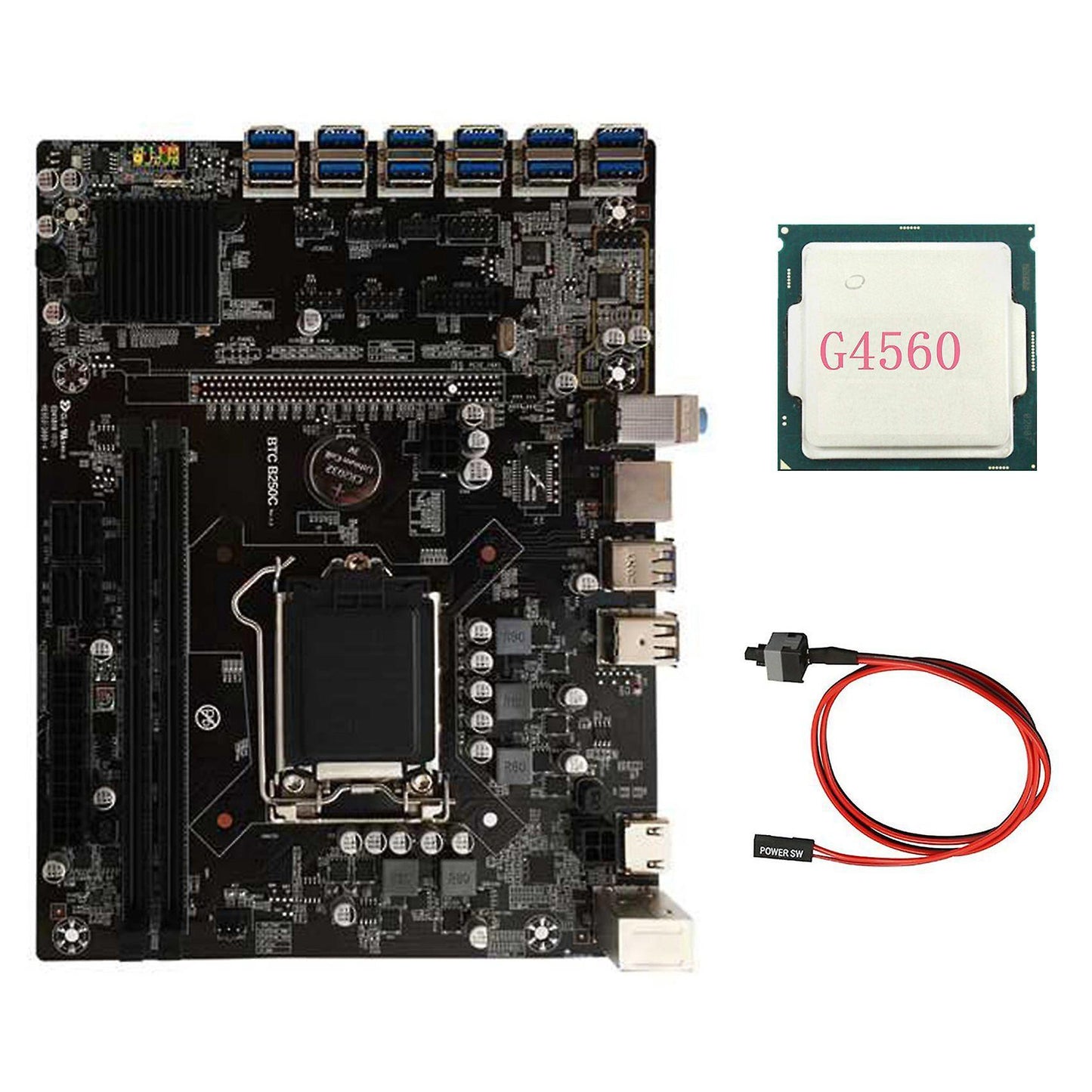 B250c Btc Mining Motherboard with G4560 Cpu+switch Cable Lga1151