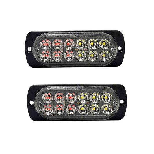 2pcs Led Strobe Warning Light Strobe Grille Flashing White Red