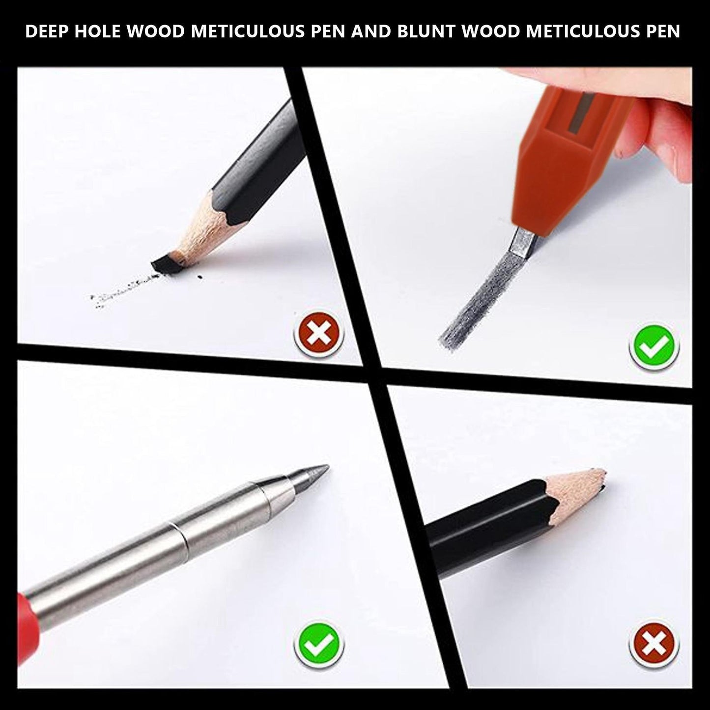 2 Packs Carpenters Pencil and Black Refills Tool Pens Woodworking