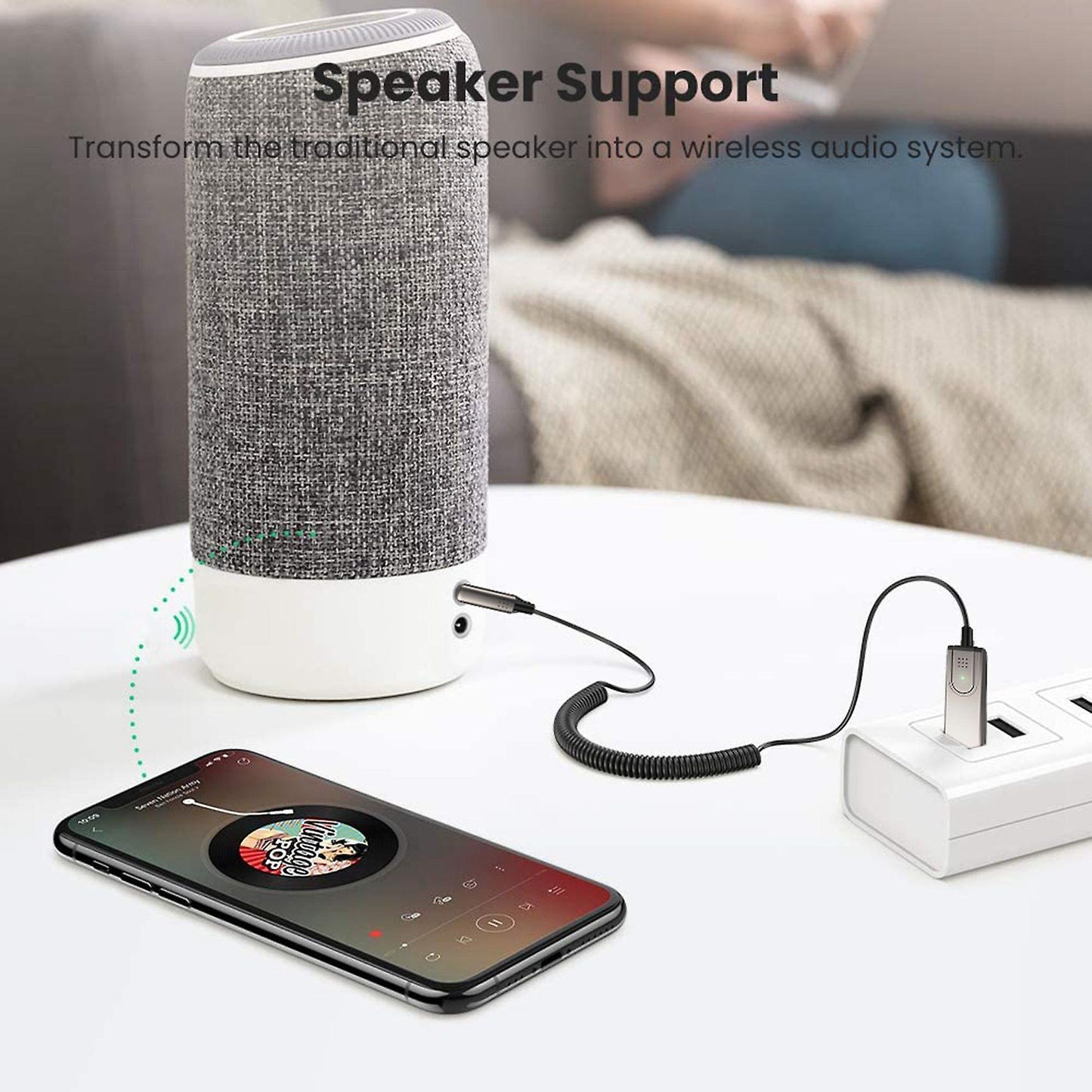 Wireless Car Bluetooth Receiver Usb to 3.5mm for Car Speakers