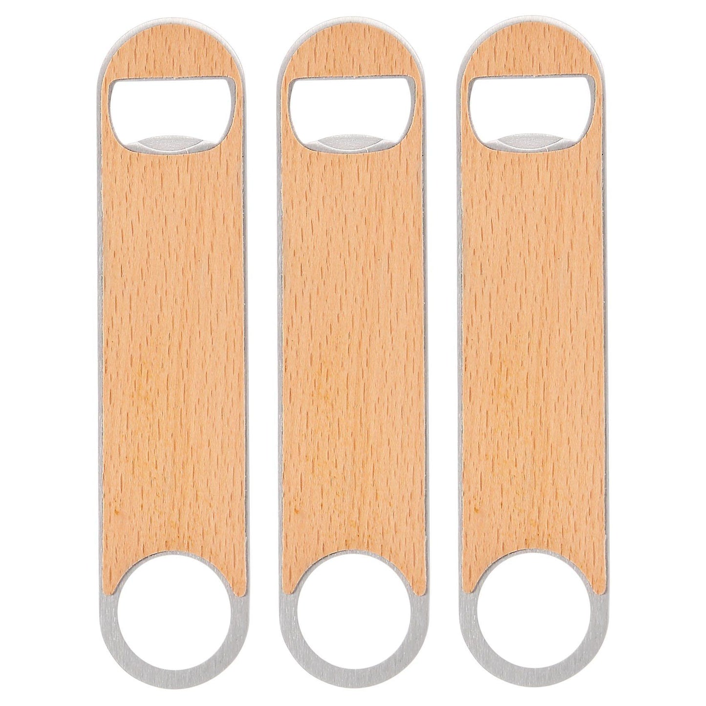 3 Pieces Of 7-inch Stainless Steel Bottle Opener, Wood Chip