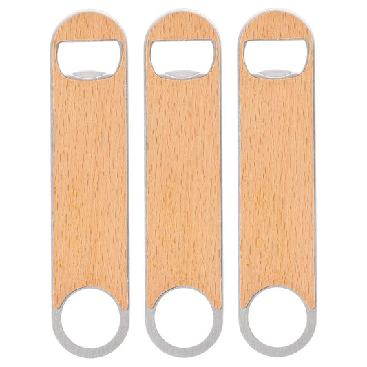 3 Pieces Of 7-inch Stainless Steel Bottle Opener, Wood Chip