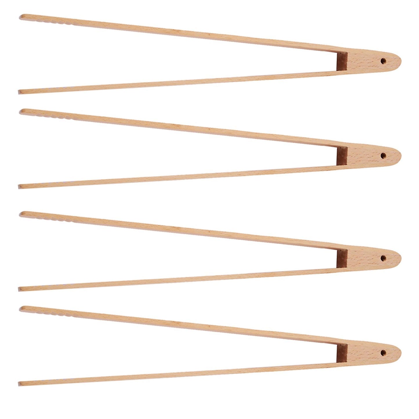 4 Packs 12 Inch Wood Tongs for Food, Meat, Grabbing Toast and More