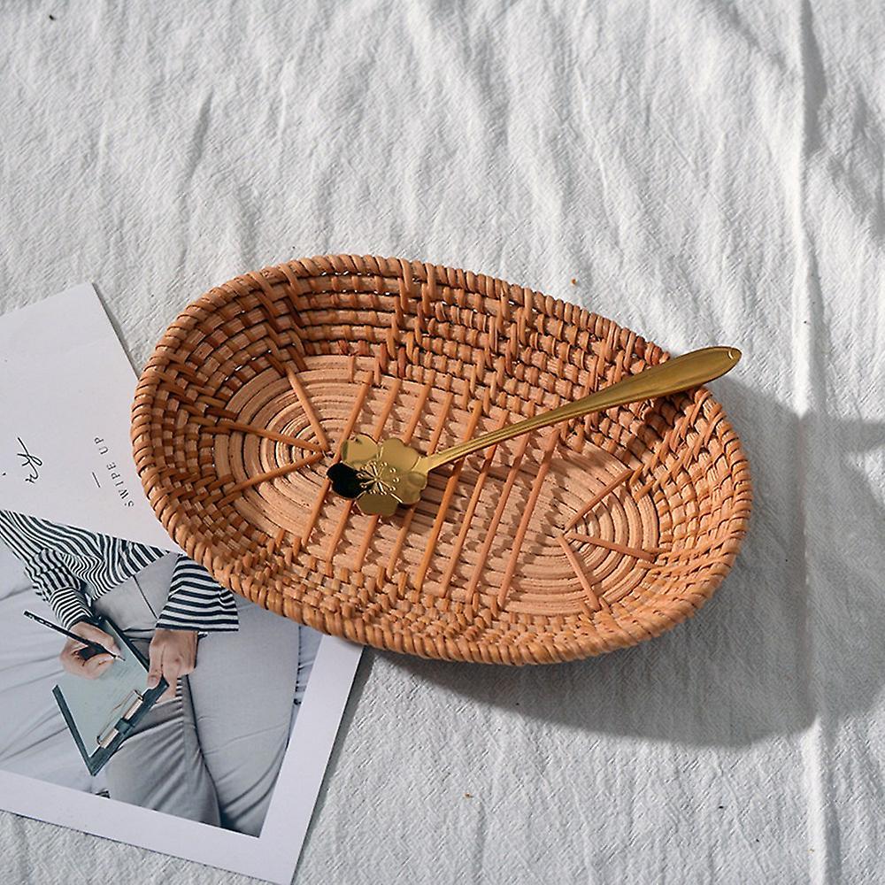 Woven Storage Basket Rattan Bread Basket for Home Desk Snack Sundries