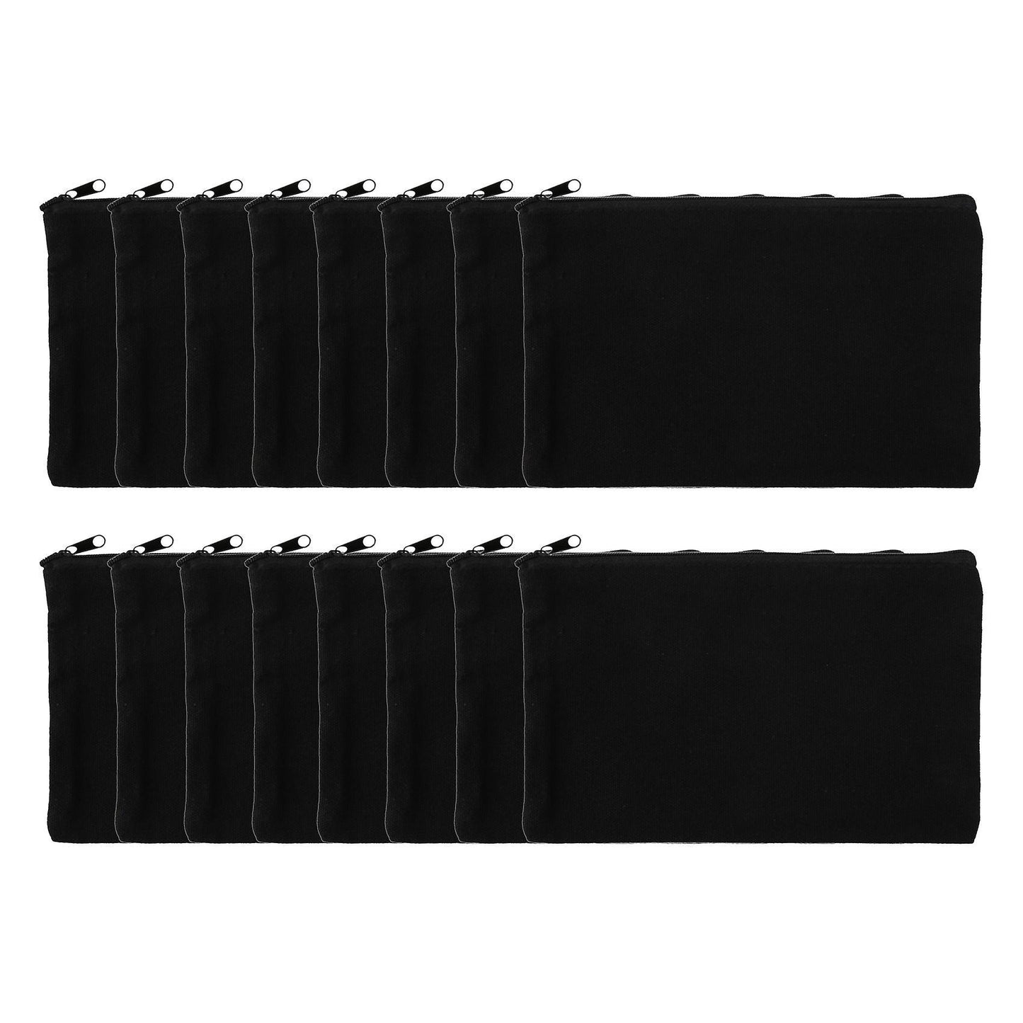 16pcs Canvas Cosmetic Bags Pouch with Zipper for Diy Craft (black)