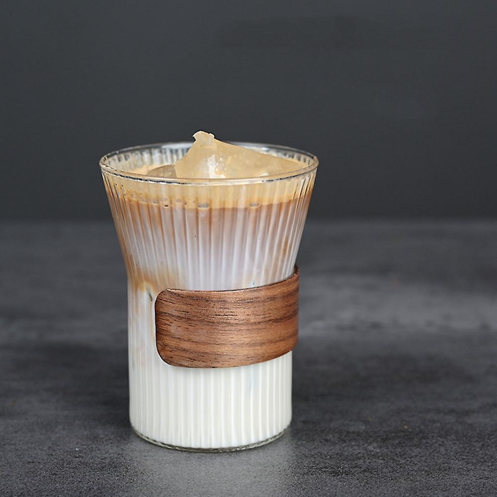 Japanese Style Glass Coffee Mug Walnut Cup Holder Glass Cup