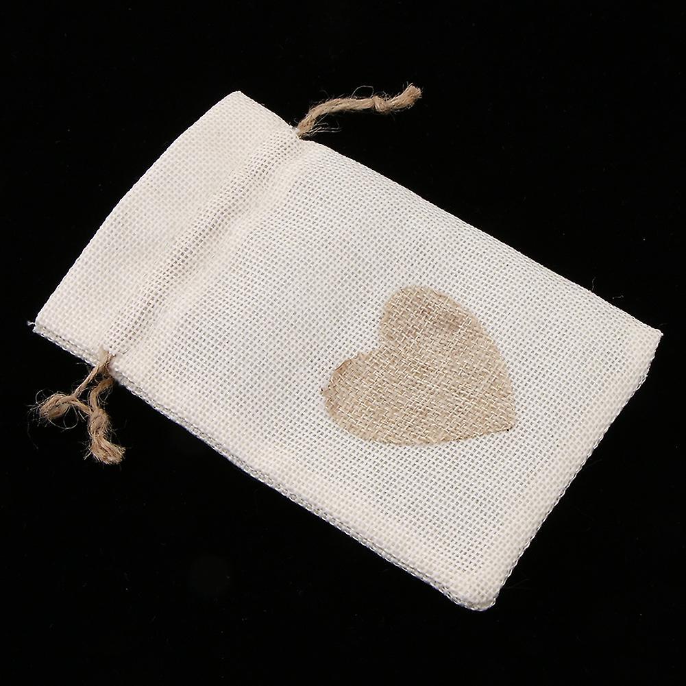 12pcs Chinese Style Linen Bag Candy Bag Sachet Bundle Bag Beige-white