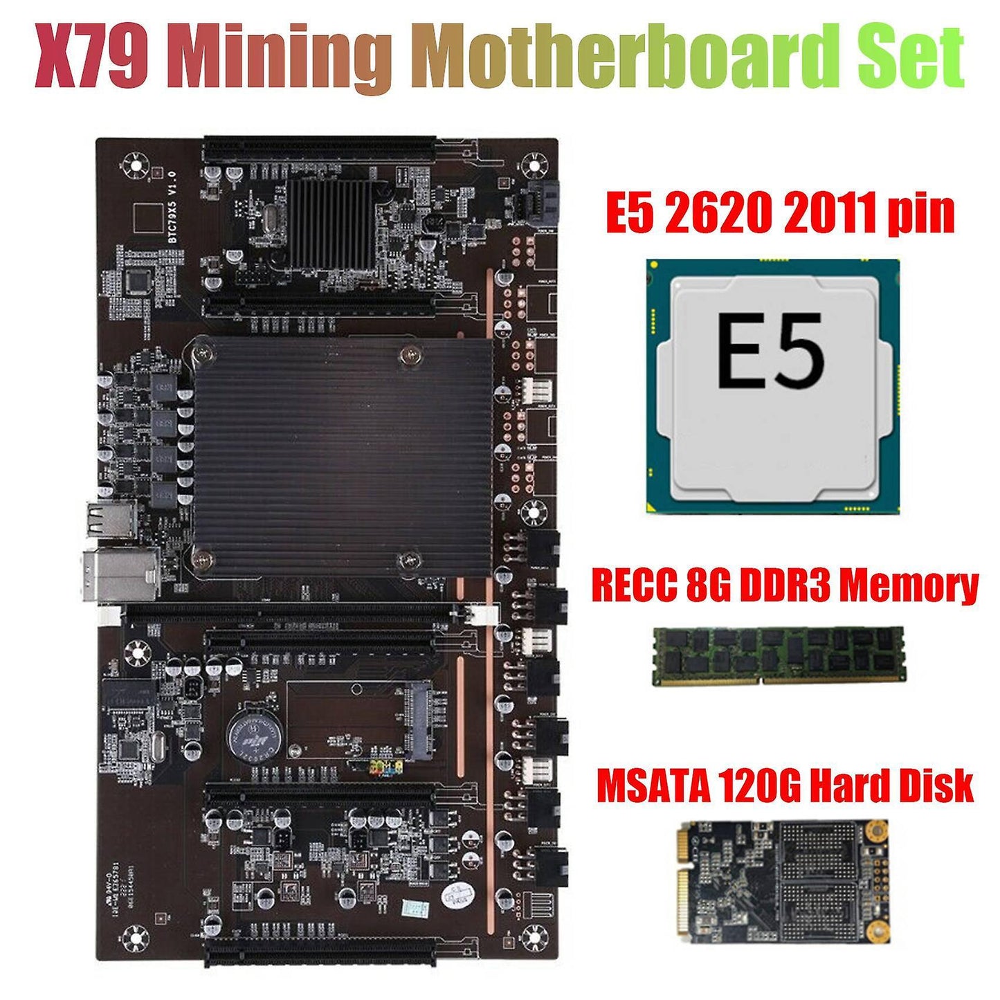 X79 H61 Btc Mining Motherboard+120g Ssd Support 3060 Graphics Card