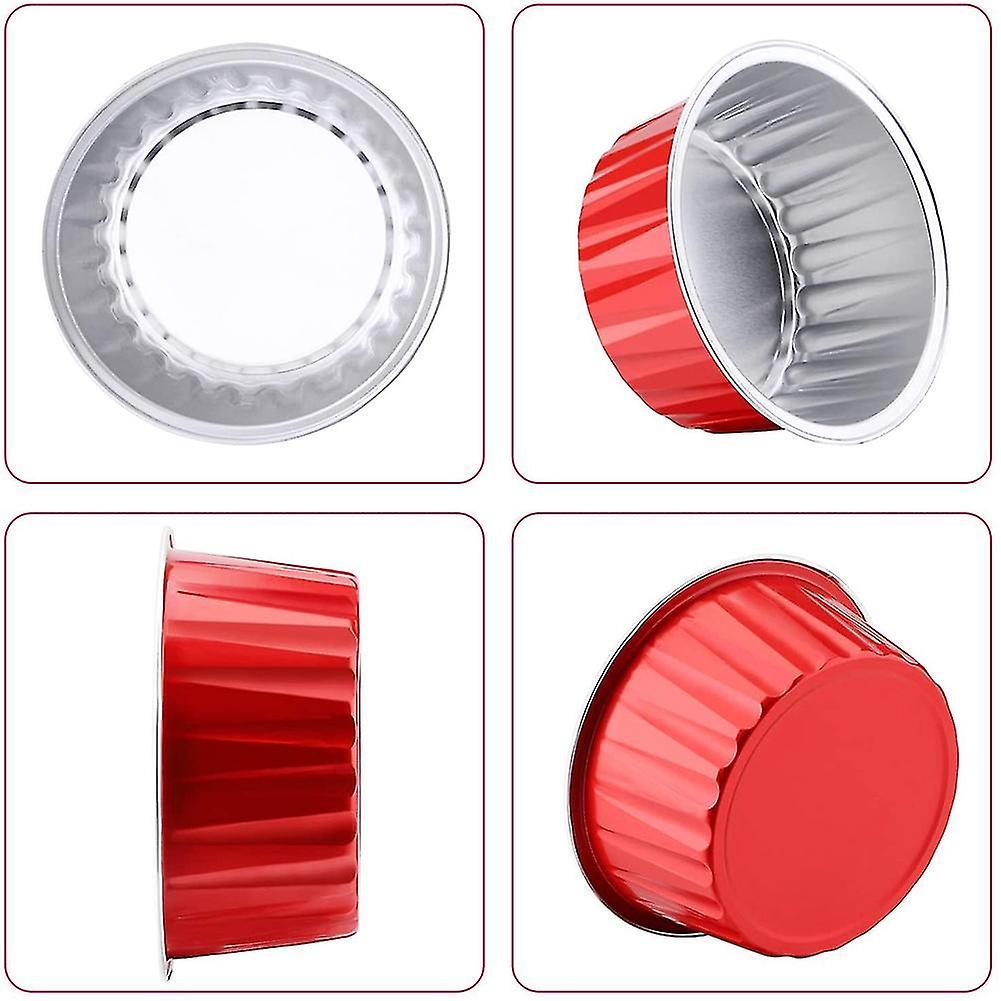 Dessert Cups, Aluminum Foil Mini Cupcake Liners, Muffin Liners, Red
