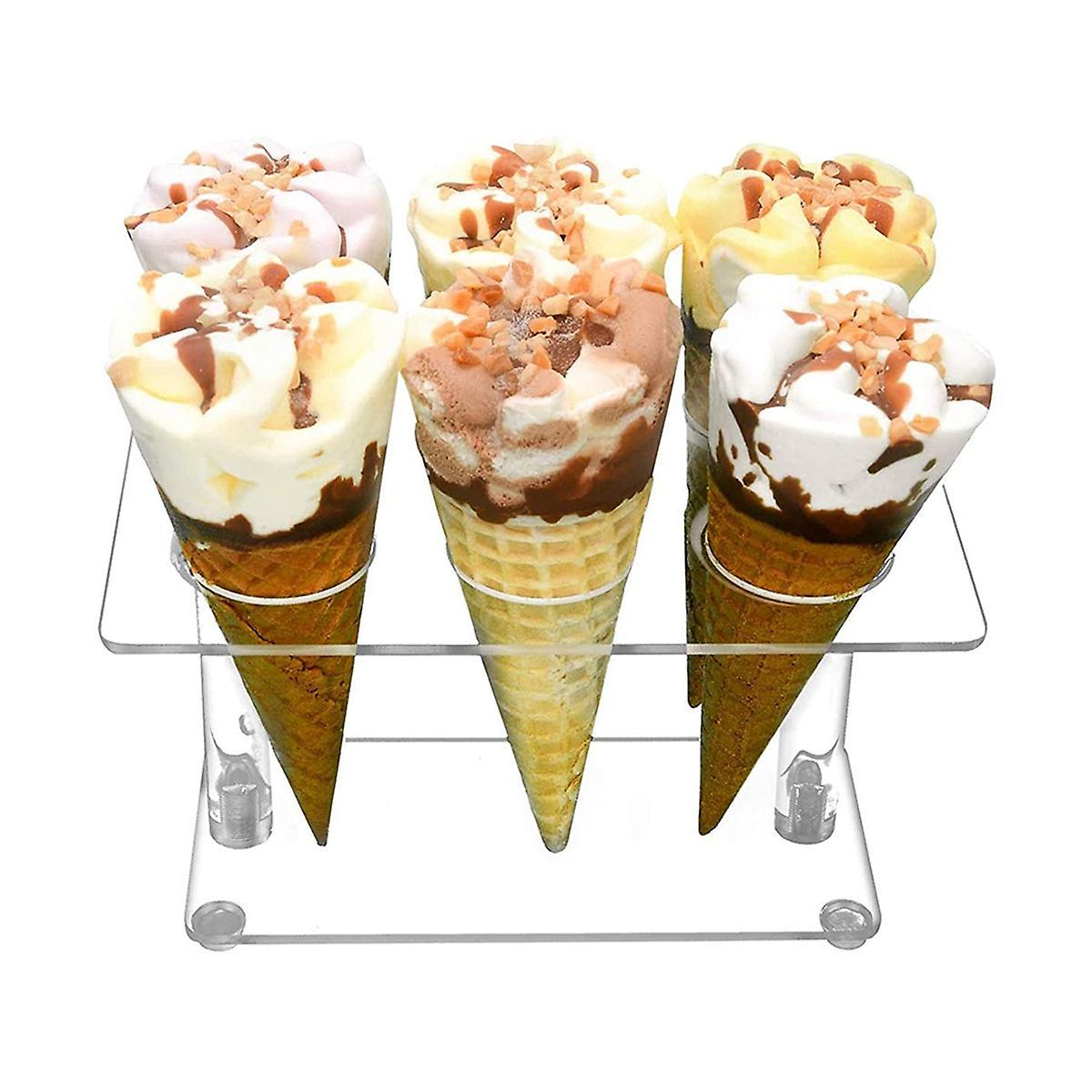 1pcs Cone Holder, Clear Acrylic Ice Cream Cone Holder, (6 Holes)