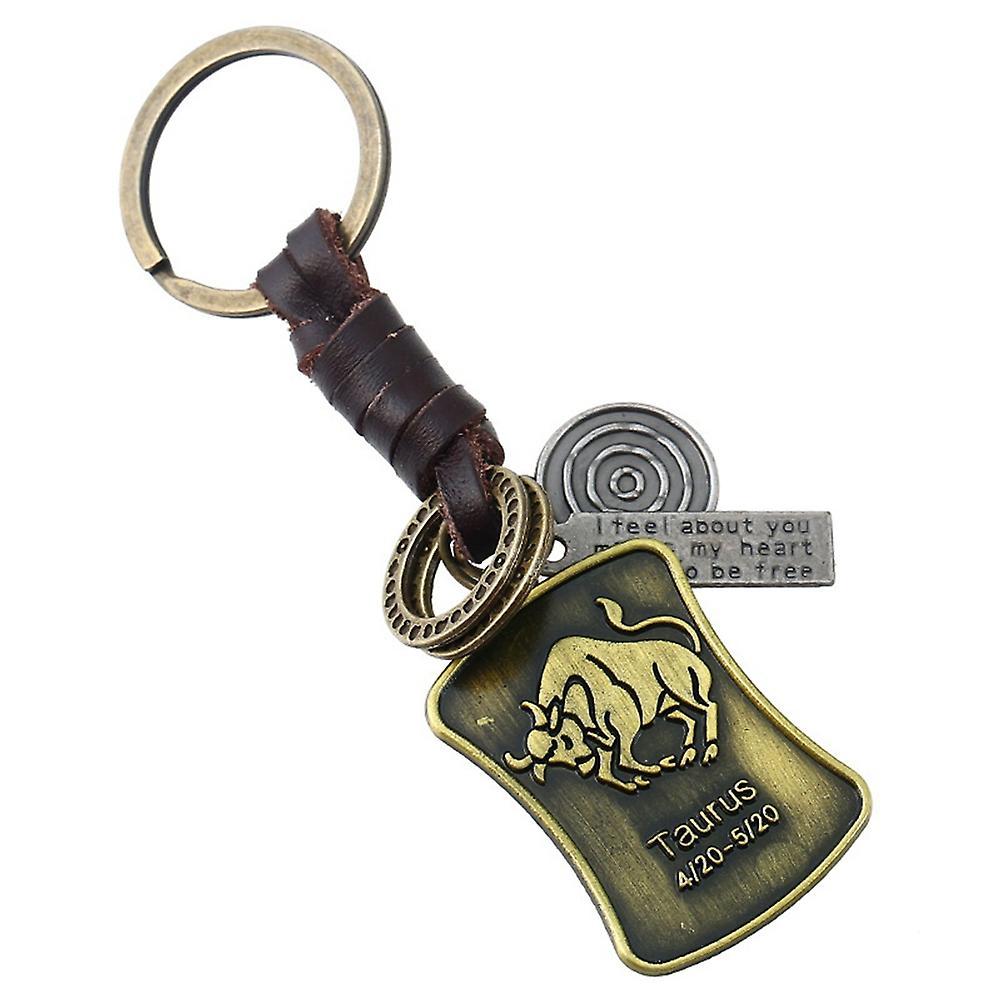 Keychains Constellation Tag Key Pendant Retro Key Chain(taurus)