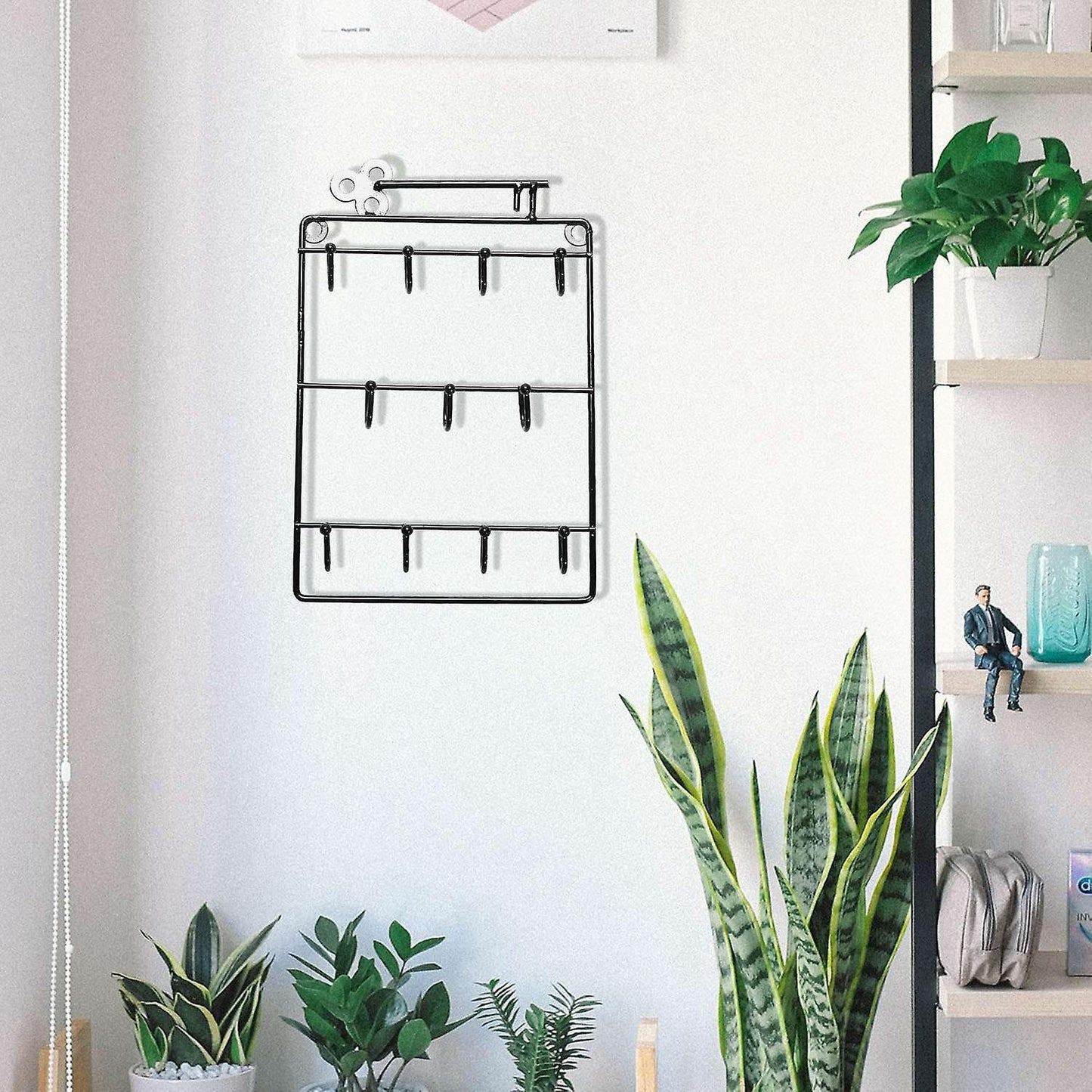 Iron Wall Mounted Hooks 11 Hangers Key Holder Coat Black