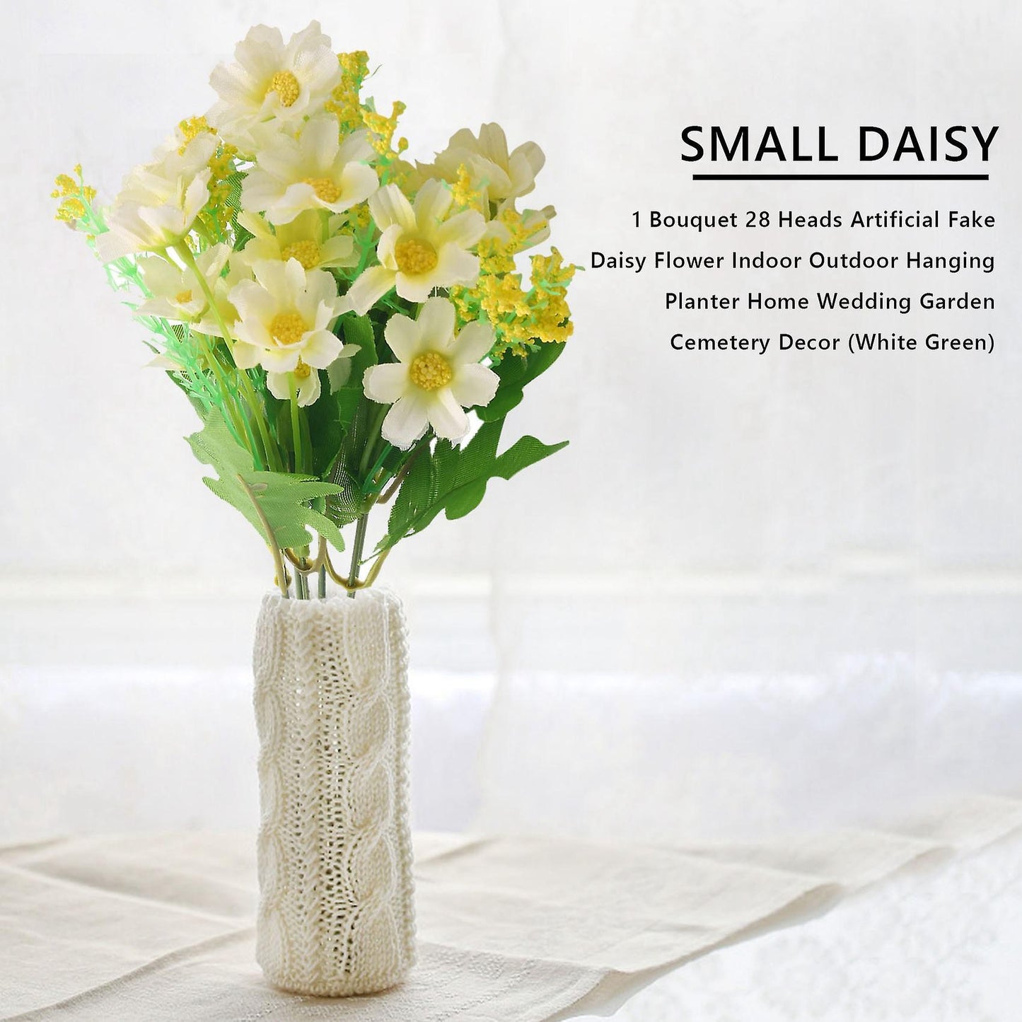 Artificial Fake Daisy Flower Indoor Outdoor Hanging (white Green)