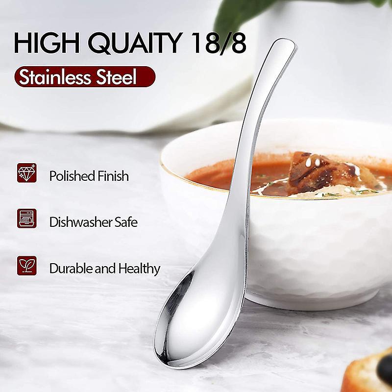 8 Pack Soup Spoons, Stainless Steel Soup Spoons, Thick Heavy-weight