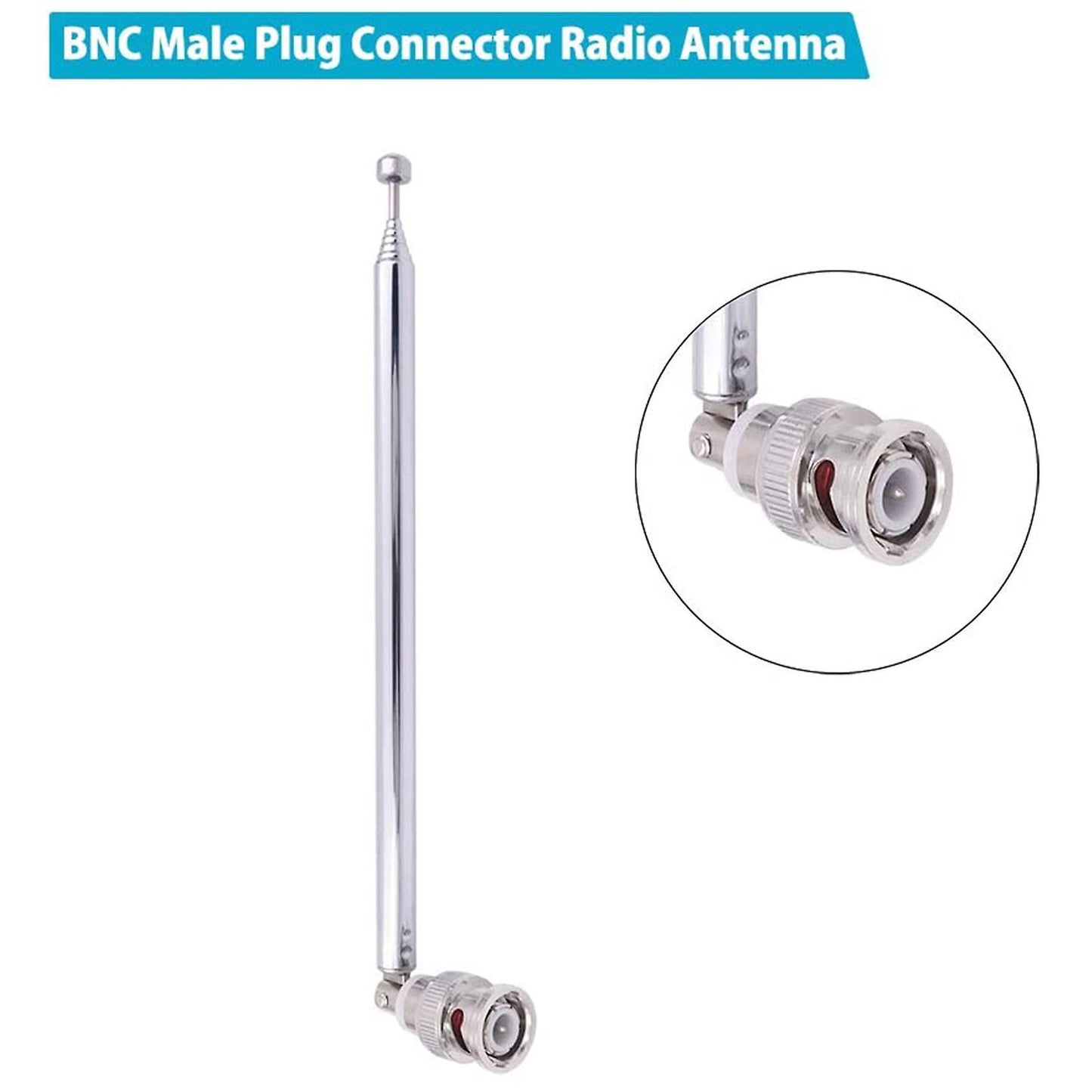 (2 Pack) Bnc Radio Antenna with Bnc Male Plug Jack Stainless Steel