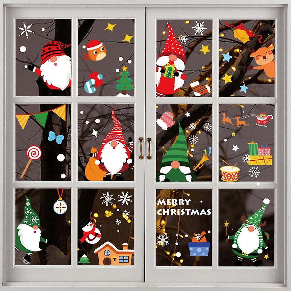 3pcs Window Glass Sticker Santa Claus Sticker New Year Decoration B