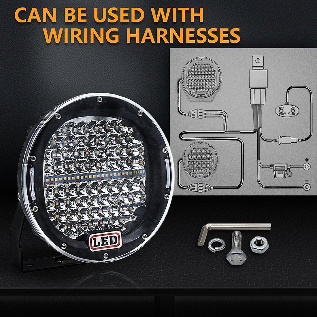 7 Inch 300w Offroad Led Work Light Bar White+amber, Round Spotlight
