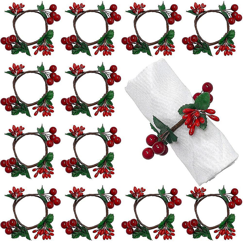 Napkin Rings,red Berry Table Decorations for Christmas Birthday Party