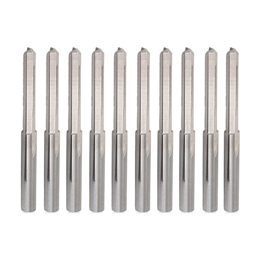 10pcs 3.175mm Shank Dia. Double Edged Tungsten Steel Milling Cutter