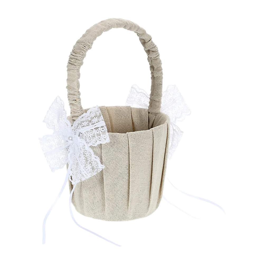 Bridal Flower Girl Flower Basket Fabric Flower Basket