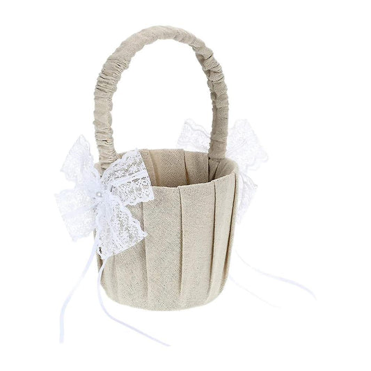 Bridal Flower Girl Flower Basket Fabric Flower Basket