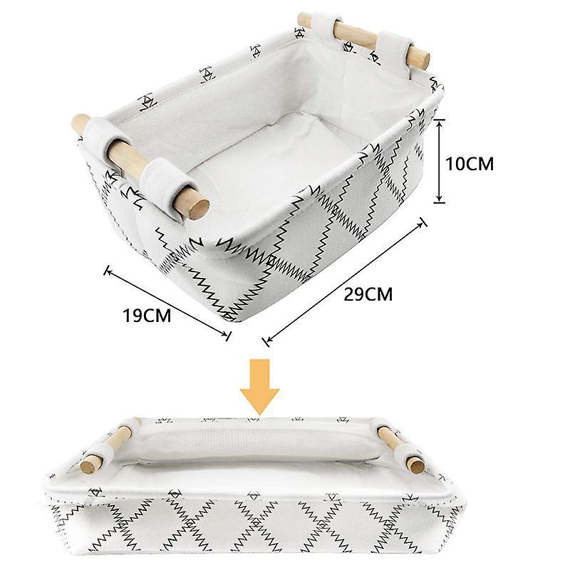 Decorative Storage Basket with Wooden Handles White Collapsible S
