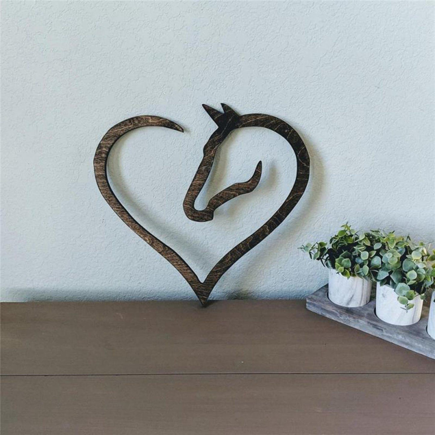 Hanging Love Horse Heart Wooden Wall Art Home Decor Wooden Horse
