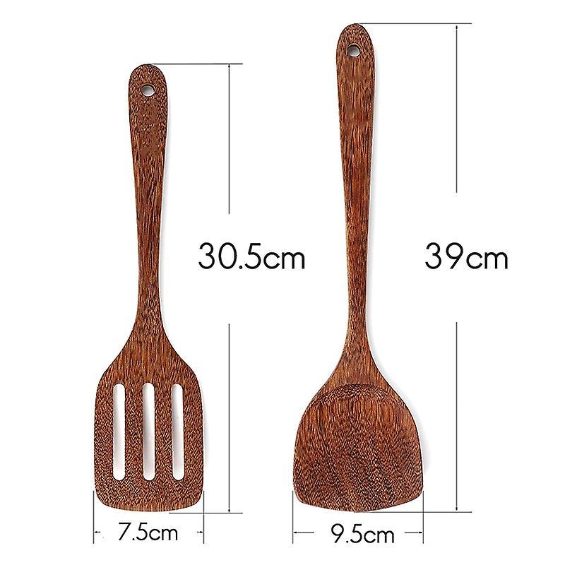 2 Pack Wooden Spatula for Cooking,wooden Wok Spatula By Natural Wood