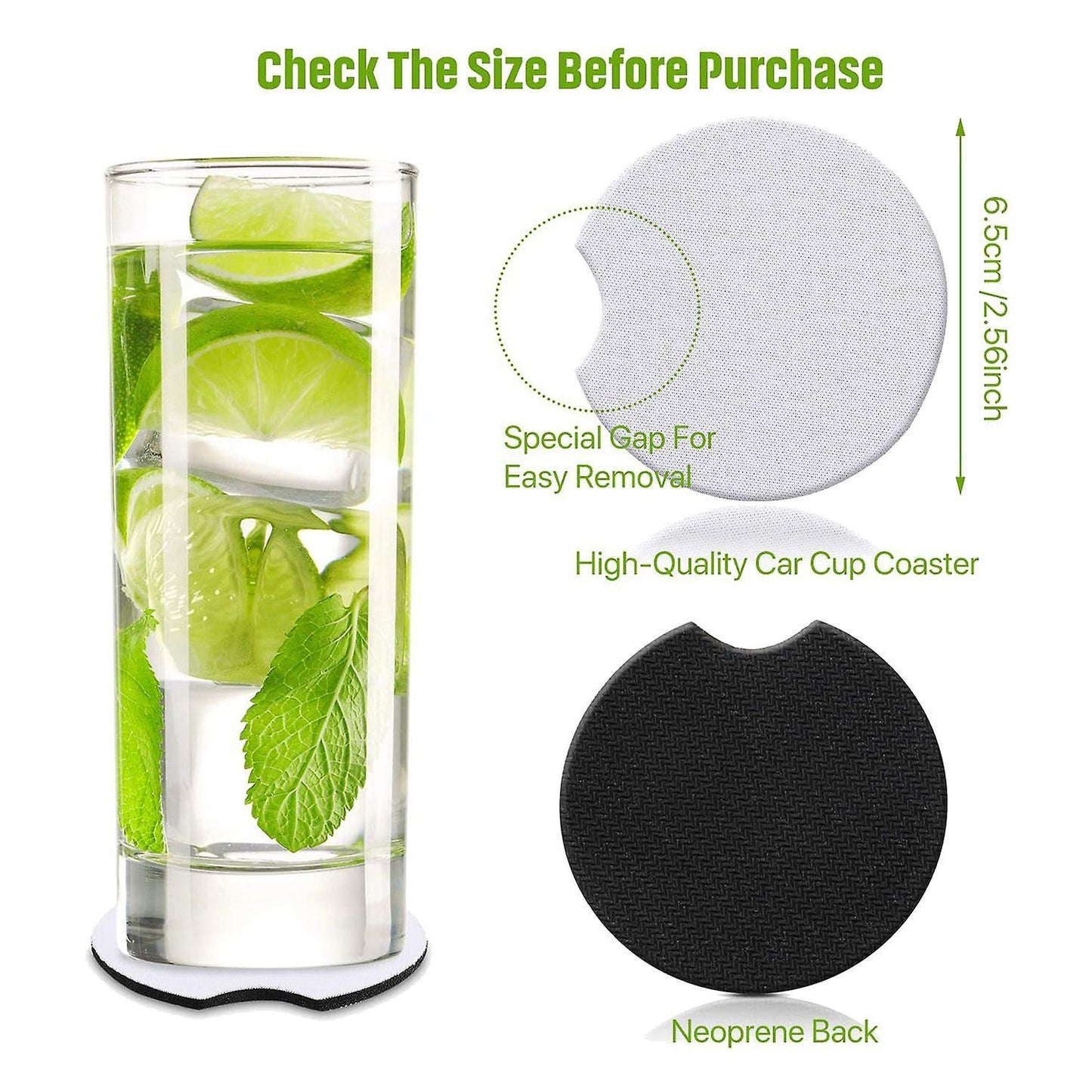 16 Pcs Blank Coasters Diy Car Cup Coaster Absorbent Car Coasters