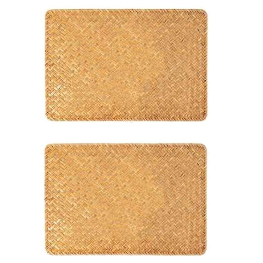 2 Pcs Straw Woven Placemat,hand-woven Rectangular Placemat