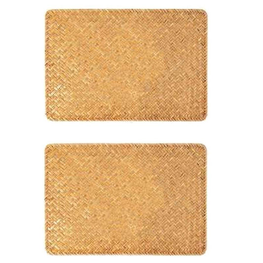 2 Pcs Straw Woven Placemat,hand-woven Rectangular Placemat