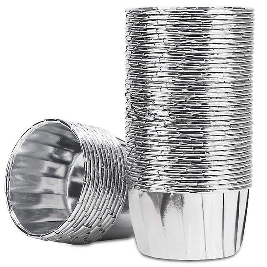 50pcs Aluminum Foil Cupcake Cups Disposable Baking Cups-silver