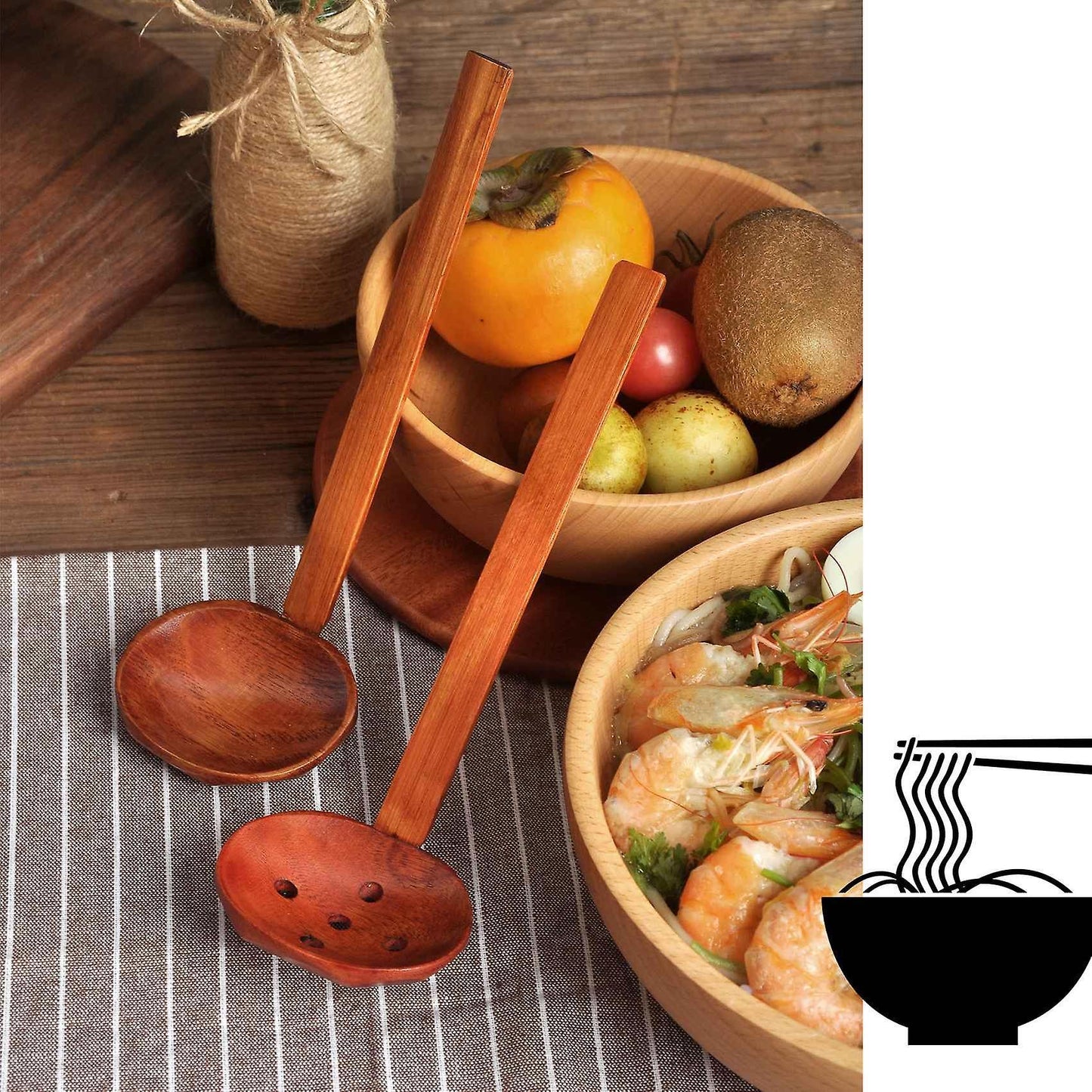 3 Pcs Handmade Wooden Spoons Serving Spoon Suitable for Porridge