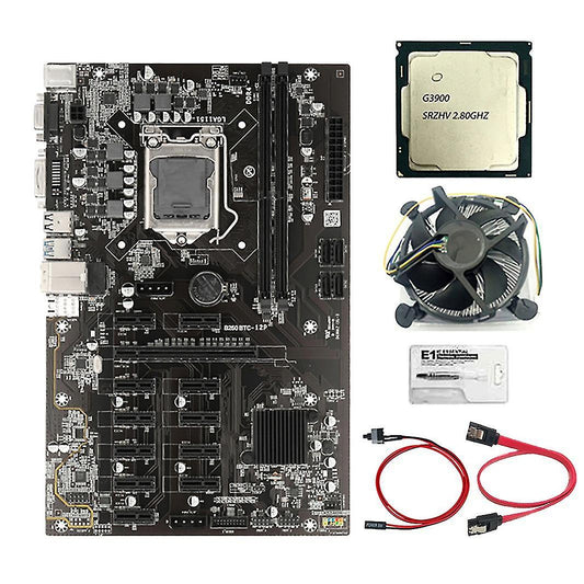B250b Btc Mining Motherboard with G3900 Cpu+thermal Grease+cooling