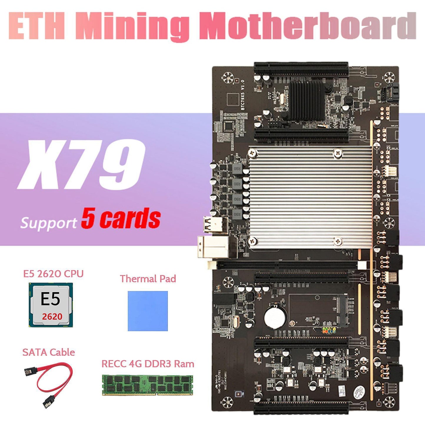 X79 H61 Btc Motherboard+e5 2620 Cpu+recc Support 3060 Graphics Card