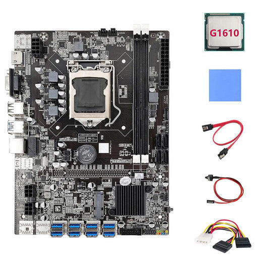 B75 Btc Miner Motherboard +g1610 Cpu+4pin to Sata Cable+sata Cable
